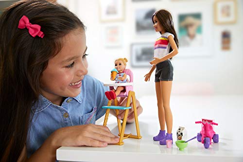 Barbie Skipper Canguro Hora de comida muñecas con bebe y accesorios (Mattel GHV87)