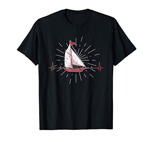 Barco Velero Náutico Navegando Latido Del Corazón Vela Camiseta