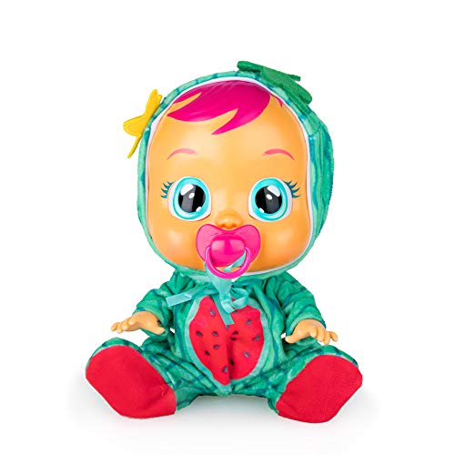 BEBÉS LLORONES Tutti Frutti Mel, Muñeca interactiva que llora de verdad con chupete y pijama con olor a Sandía , Muñeco y Juguete para niñas y niños +18 Meses