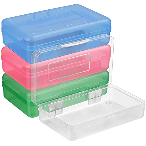 Belle Vous Organizador Lapices de Plástico (Pack de 4) 20 x 11,5 x 5,5 cm - Cajas de Plastico Apilables de Colores Variados - Cajas Organizadoras para Pinceles, Suministros Escolares, Oficina