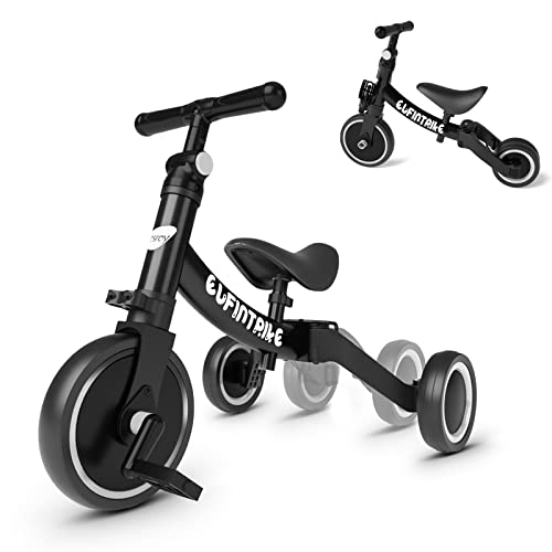 besrey Triciclos para Niños, 5 en 1 Una Bici Multifunción, Adecuado para niños de 1-4 años,Triciclo,Bicicleta,Carro de Equilibrio,Caminante, Altura del Asiento Regulable, Negro