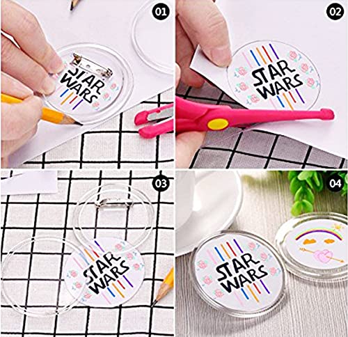 Biluer 40PCS Chapas Personalizadas Botón de Pin Redondo Chapas Plásticas con Alfiler para Actividades de Bricolaje para Niños y Creativas