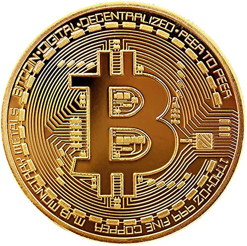 Bitcoin Moneda Física Bañado En Oro De 24k Presentada En Expositor De Luxe