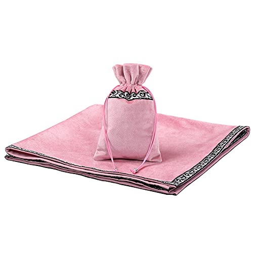 BLESSUME Altar Tarot - Mantel de terciopelo con funda para tarot, color rosa