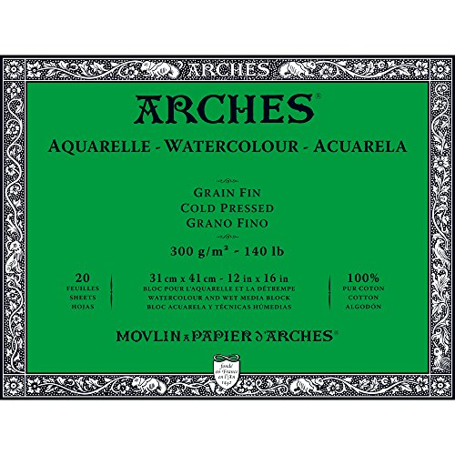 Bloc Enc 4L 31x41 20H Arches Aquarelle 100% Fino 300g Blanc Nat