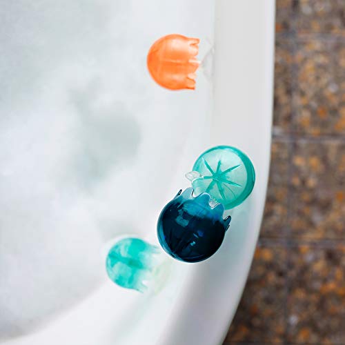 Boon Tomy Jellies Juguetes de baño para bebés | 9 medusas con ventosa – Libre de Bpa | Juguete para niños de 1, 2 y 3 años – azul marino/coral