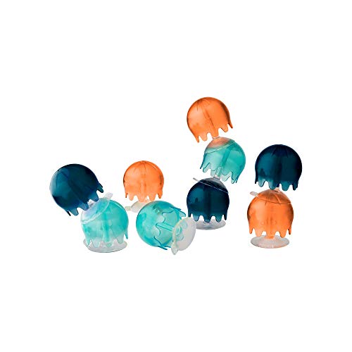 Boon Tomy Jellies Juguetes de baño para bebés | 9 medusas con ventosa – Libre de Bpa | Juguete para niños de 1, 2 y 3 años – azul marino/coral