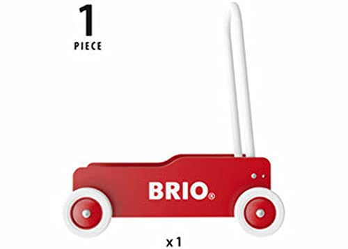 BRIO 31350 Andador Primeros Pasos Rojo/Amarillo, BRIO TODDLER, Edad Recomendada 9-12 Meses