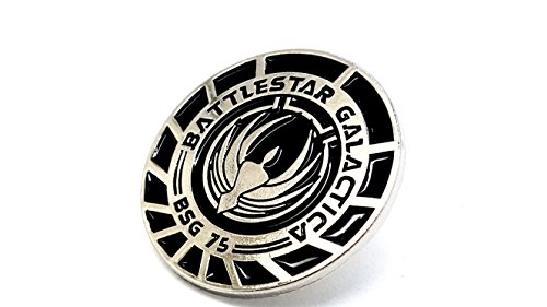 Broche de metal con diseño de Battlestar Galactica BSG 75, plata, 32 mm de diámetro