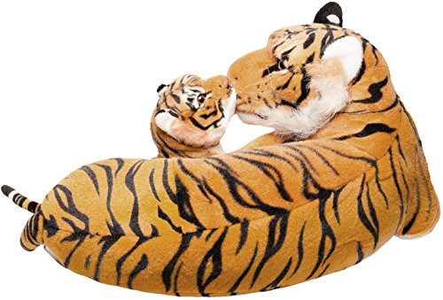 BRUBAKER Peluche de Tigre de 100 cm con Tigre Bebé - Peluche para Madre e Hijo Acostado - Marrón