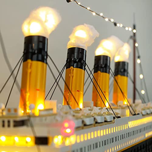 BSSW Juego de luces LED para LEGO Titanic, carga USB RMS Titanic Led Kit de iluminación de decoración para Lego Titanic Ship, compatible con Titanic Lego 10294 (solo luz, sin modelo de construcción)