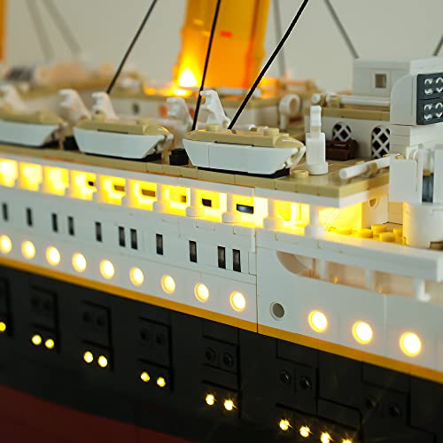 BSSW Juego de luces LED para LEGO Titanic, carga USB RMS Titanic Led Kit de iluminación de decoración para Lego Titanic Ship, compatible con Titanic Lego 10294 (solo luz, sin modelo de construcción)