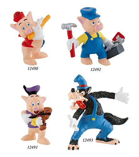 Bullyland 12490 - Figura de Juego, los 3 cerditos de Walt Disney, silbador, Aprox. 6 cm de Altura, Figura Pintada a Mano, sin PVC, para Que los niños jueguen de Forma imaginativa