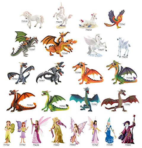 Bullyland 75597-Figura, dragón con 2 Cabezas, Aprox. 13 cm de Altura, Figura Pintada a Mano, Libre de PVC, para niños para el Juego imaginativo, Color Negro/Gris (75597)