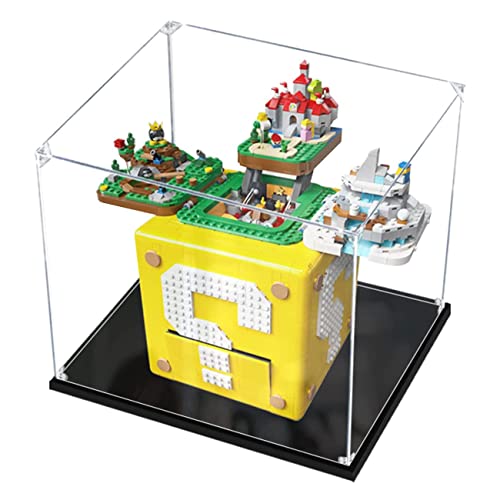 Caja de exhibición de acrílico transparente para Lego Mario 64 Caja de signo de interrogación Caja de exhibición de acrílico 71395 Caja de exhibición de kit de construcción sin juego Lego (2mm)