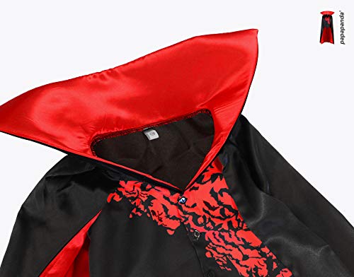 Capa de Vampiro para niños con Chaleco Capa de Cuello Alto Negro Rojo Drácula Disfraz de Halloween Carnaval (128)