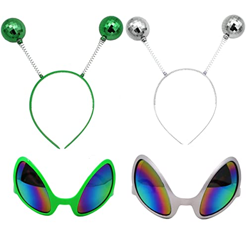 Carnavalife Gafas de Extraterrestre con Diadema de Antena,Disfraz de Alien para Adultos, Pack 2 (Pack 2 color mix)