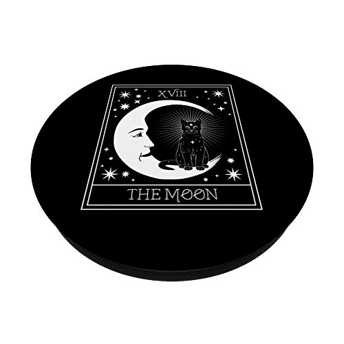 Carta del tarot Luna creciente y gráfico de gato negro PopSockets PopGrip Intercambiable