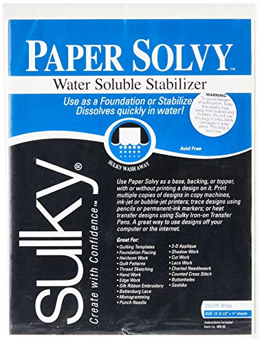 Carta Solvy acqua solubile stabilizzatore-8-1/2 X 11" 12/Pkg