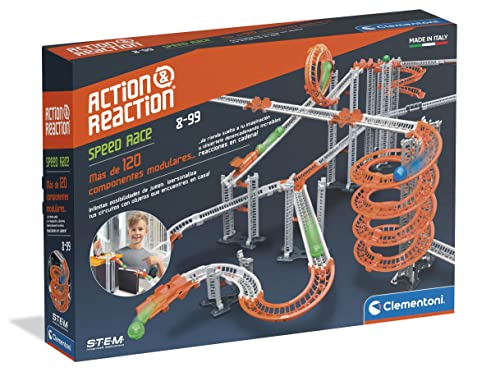 Clementoni - Action & Réaction, speed race, juego STEM construcciones y circuitos, 8 años, juguete en español (55431)