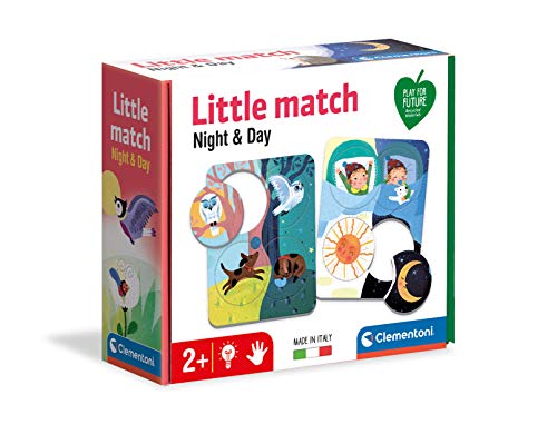 Clementoni - Little Match-Día y Noche-6 Mini, Puzzle de Letras, Juego Educativo para niños de 2 años, Fabricado en Italia, Multicolor, 16327