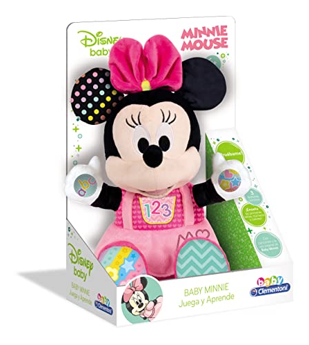 Clementoni - Peluche Baby Minnie - peluche bebé interactivo de Disney a partir de 6 meses, juguete en español (55325)
