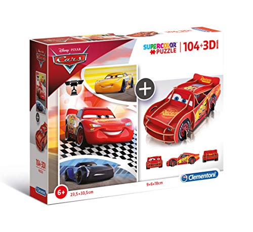 Clementoni - Puzzle infantil 104 piezas y modelo en 3D para montar de Cars, a partir de 4 años (20160)