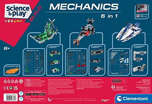 Clementoni- Science & Play Build - Mechanics 6 in 1 - juego de construcciones m( 97861)