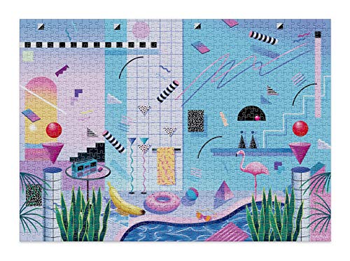 Cloudberries Poolside - Rompecabezas premium para adultos con diseño de piscina retro y fresco de los años 80 (1000 piezas)