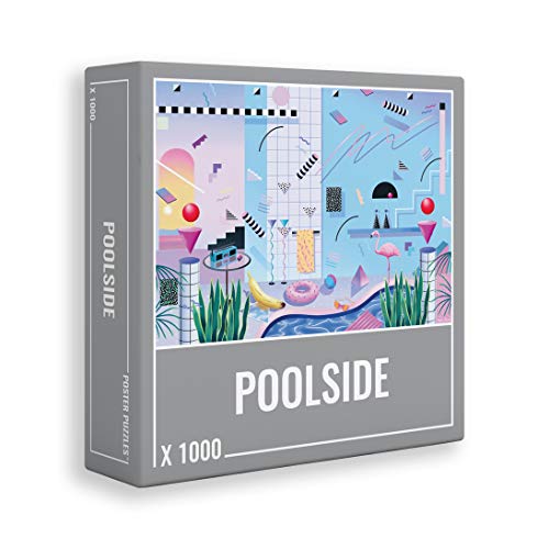 Cloudberries Poolside - Rompecabezas premium para adultos con diseño de piscina retro y fresco de los años 80 (1000 piezas)