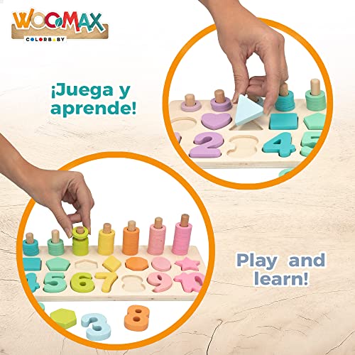 ColorBaby WOOMAX 49368 - Woomax-Puzzle Madera numeros y Formas +24m