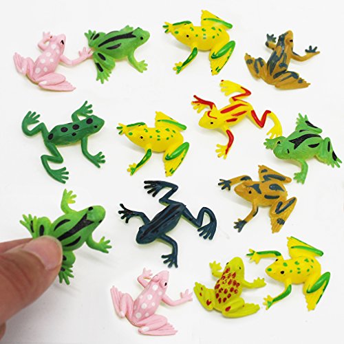 COOKY.D 50pcs Pequeño Plástico Salto Rana Juguetes 0.9 "Colorido Elástico Animal Insecto Juguetes Set para Niños