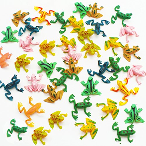 COOKY.D 50pcs Pequeño Plástico Salto Rana Juguetes 0.9 "Colorido Elástico Animal Insecto Juguetes Set para Niños