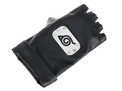 CoolChange Guantes de Kakashi con el símbolo Konoha | guantes ninja para los fans de Naruto | negro