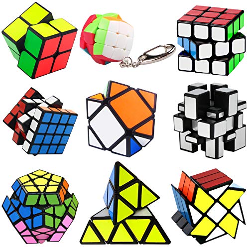 Coolzon Cubo de Velocidad Puzzle Cubes Speed Cube, Juego de Puzzle para Niños Adultos (Paquete de 9)