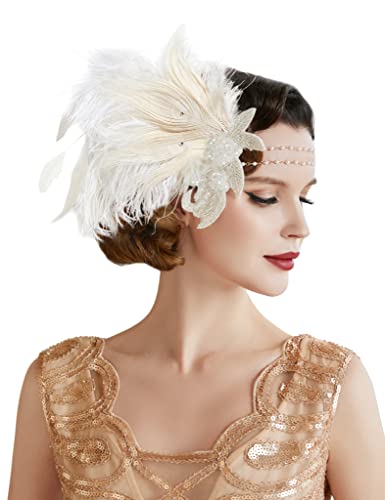 Coucoland Diadema de los años 20 para mujer, estilo Charleston, estilo años 20, color blanco