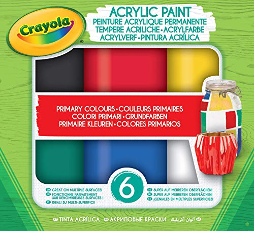 CRAYOLA-54-2009 CRAYOLA- 6 Témperas Acrílicas, primarios, Listas para Uso, para Colegio y casa, Color / (54-2009) , color/modelo surtido