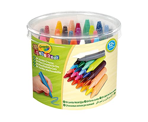 Crayola Mini Kids-24 Crayons Disney Bote 24 Ceras Kids Jumbo 7x9, Multicolor, 1 Pack (Nomaco 0784) , Modelos/colores Surtidos, 1 Unidad