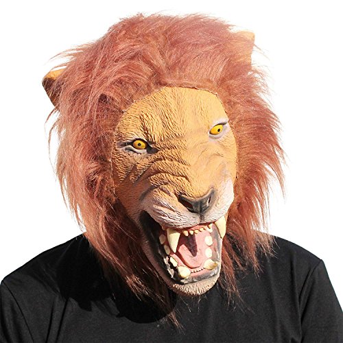 CreepyParty Fiesta de Disfraces de Halloween Máscara de Látex de Cabeza de Animal León Máscara de Carnaval