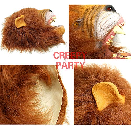 CreepyParty Fiesta de Disfraces de Halloween Máscara de Látex de Cabeza de Animal León Máscara de Carnaval