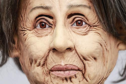 CreepyParty Fiesta de Disfraces de Halloween Realista Máscara de Látex de Cabeza Humana Reales Personas Anciana Realista para Carnaval