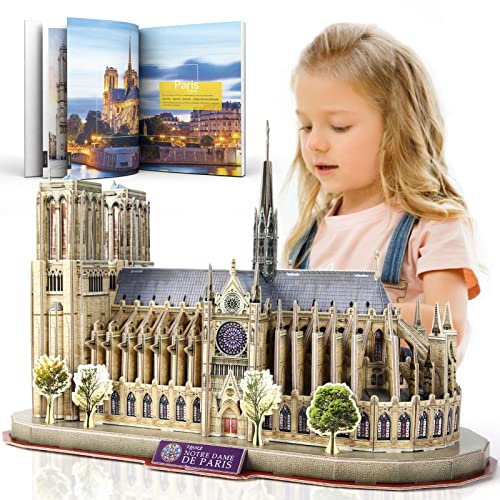 CubicFun National Geographic Puzzle 3D Notre Dame de Paris Gótica Kit Modelo de Edificio, 128 Piezas