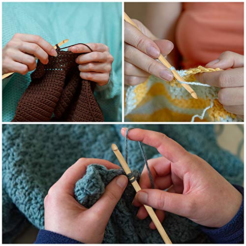 Curtzy Aguja Crochet Tunecino de Bambú (14 Tamaños) Cada Aguja Mide 35 cm – Tamaños de 2 mm a 10 mm - Aguja Ganchillo Tunecino - Kit Crochet Proyectos de Tejer para Principiantes y Expertos