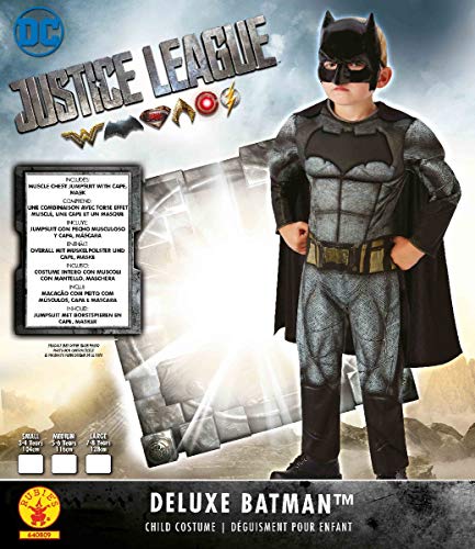 DC Comics - Disfraz de Batman Deluxe para niños, Justice League, 7-8 años (Rubies 640809-L)