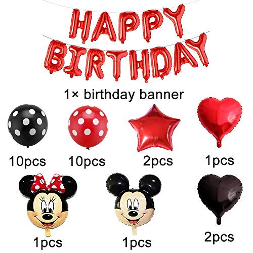 Decoraciones de cumpleaños de Mickey, Globos número para la Fiesta Temática de Mickey Artículos de Fiesta de Mickey y Minnie para Primer Cumpleaños