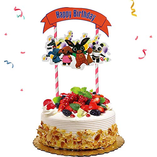 Decoraciones para fiesta de cumpleaños de Conejo Banner de feliz cumpleaños Cake Toppers Colgante Remolino Suministros para fiestas Decoraciones