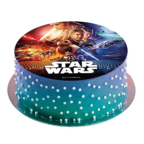 Dekora - Decoracion Tartas de Cumpleaños Infantiles en Disco Comestible de Star Wars El Despertar de la Fuerza - 20 Cm de Diámetro