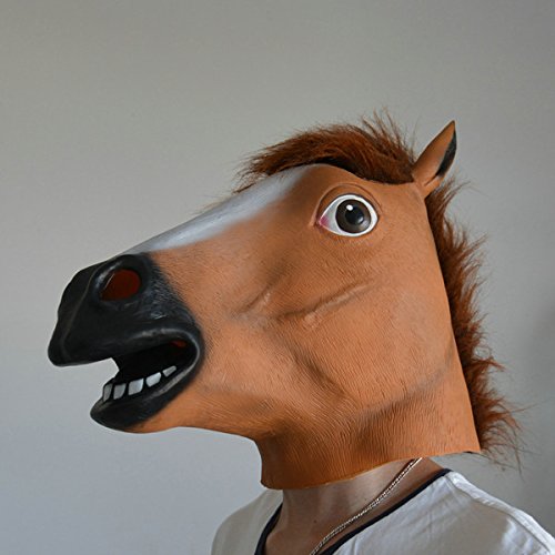 Deluxe horse mask with main black and tan colouring