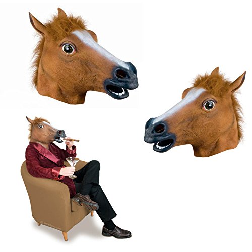 Deluxe horse mask with main black and tan colouring