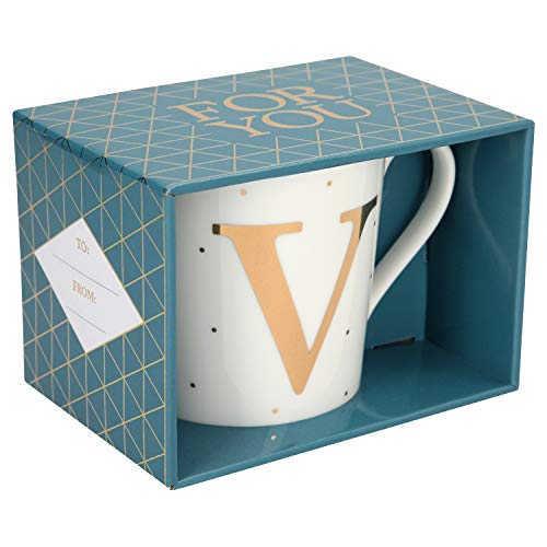 Depesche 5909.047 - Taza de porcelana con asa (300 ml), diseño con texto en V, multicolor